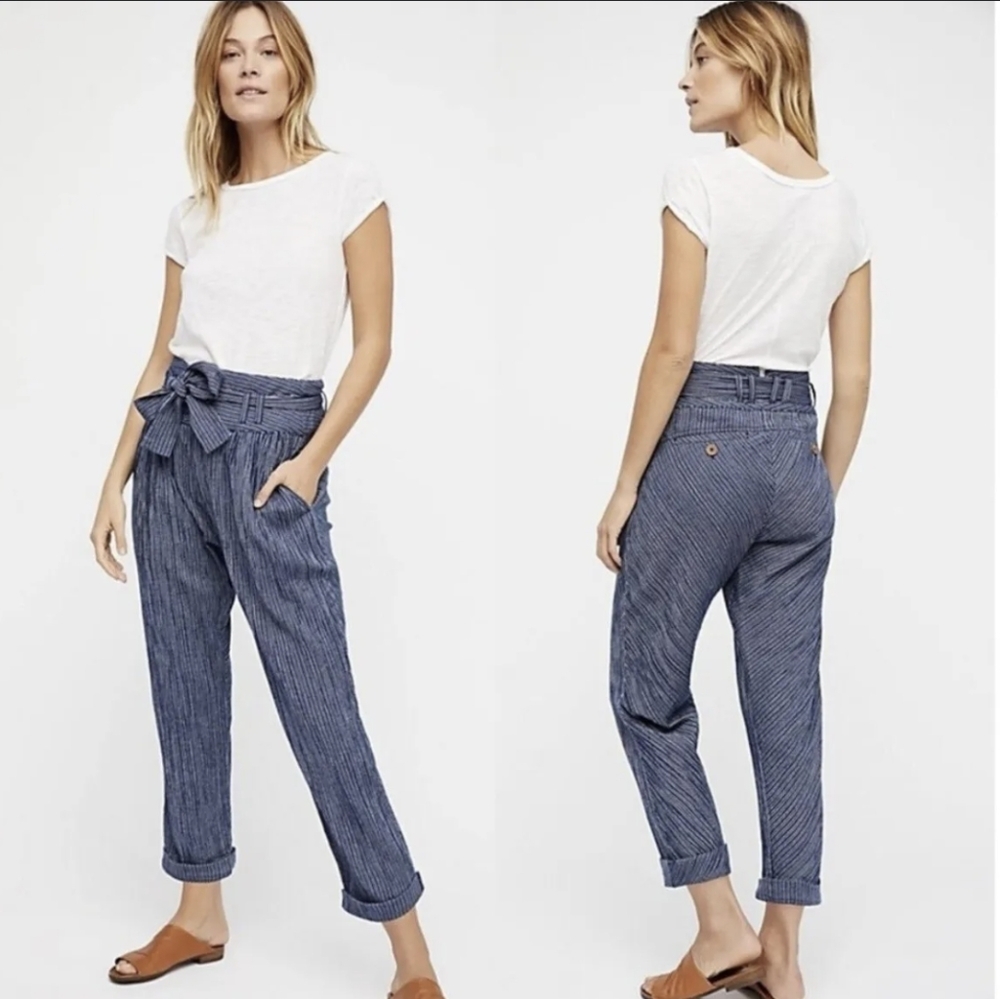 Free People Rumor belted striped pants size 6